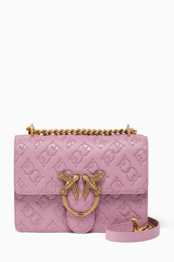 Mini Love One Crossbody Bag in Logo-embossed Leather