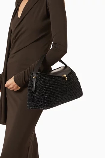 T-lock Woven Top-handle Bag in Leather