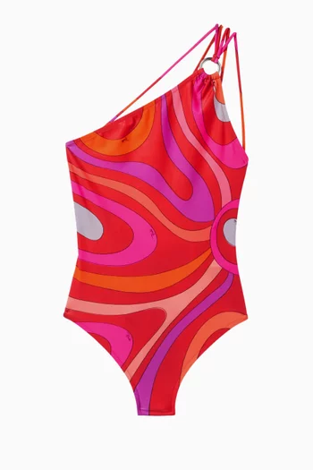 Marmo-print One-piece Swimsuit in Lycra