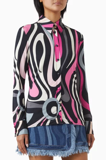 قميص كاميشا مزين بنقشة ستان جيرسيه