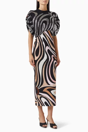 Printed Dress in Cotton-silk