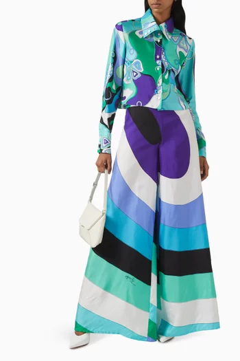 Maddalena-print Pants in Silk-twill