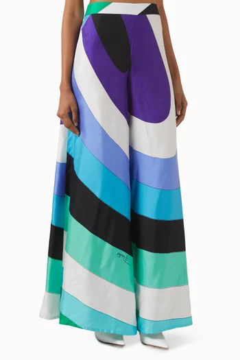 Maddalena-print Pants in Silk-twill