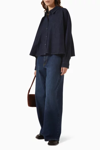 Flared Shirt in Cotton-denim