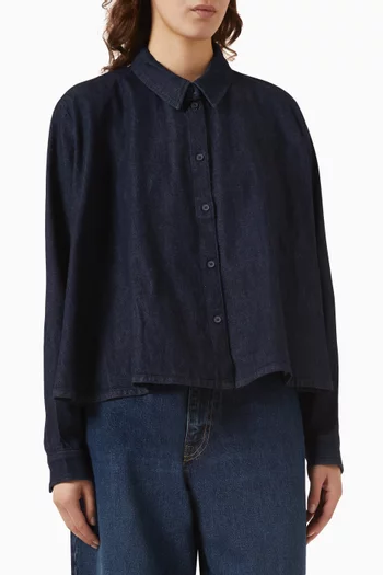 Flared Shirt in Cotton-denim