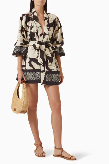 Fiji Ruffled-sleeve Kaftan in Viscose Blend