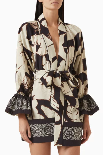 Fiji Ruffled-sleeve Kaftan in Viscose Blend