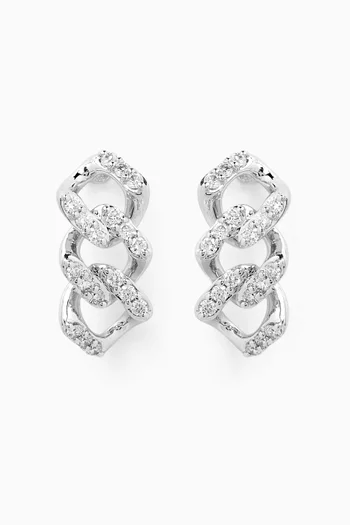 أقراط متداخلة مرصعة بالماس ذهب أبيض عيار 18