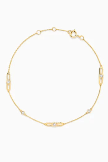 Rounded Rectangle Diamond Chain Bracelet in 18kt Gold