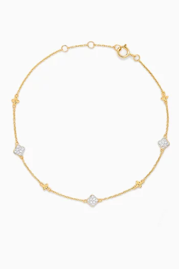 Tilted Squares Diamond Chain Bracelet in 18kt Gold