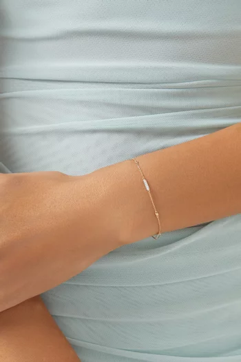 Rectangle Diamond Chain Bracelet in 18kt Gold