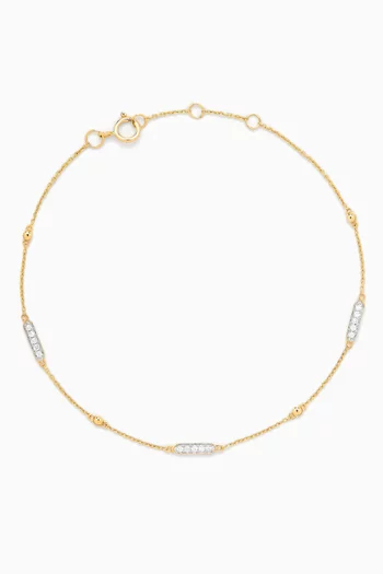 Rectangle Diamond Chain Bracelet in 18kt Gold