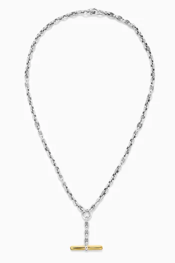 DY Mercer® Petite Toggle Chain Necklace in Sterling Silver & 18kt Gold