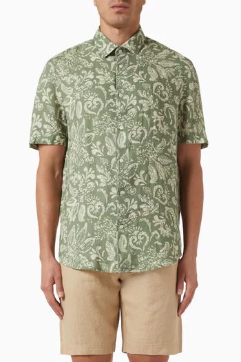 Luca Printed Shirt in Linen
