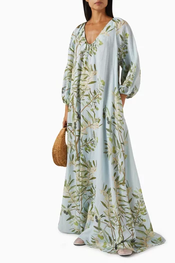 Georgio Printed Maxi Dress in Linen-georgette