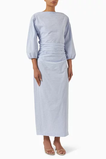 Ezra Ruched Dress in Cotton