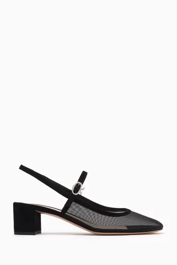 Slingback Pumps in Mesh & Suede