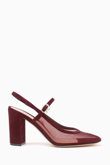 Francoise 85 Slingback Pumps in Mesh & Suede