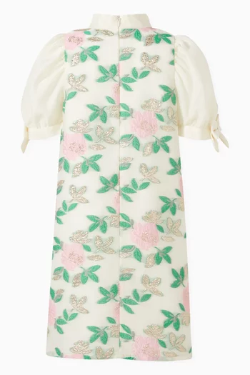 Puff Sleeve Shift Dress in Organza