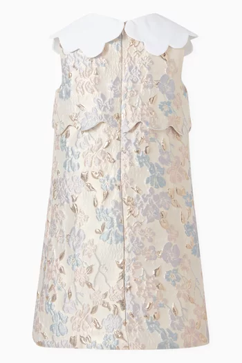 A-line Scalloped Dress in Jacquard Fabric