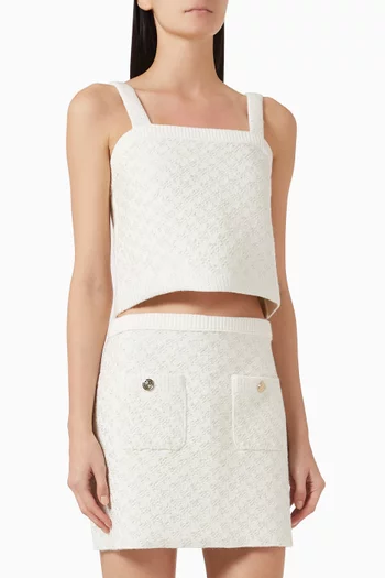 Tweed-effect Knit Crop Top