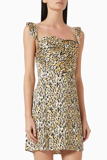 Leopard-print Mini Dress in Viscose