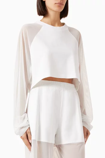 Oversized Cropped Top in Mesh