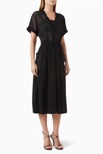 Geralyn Belted Midi Dress in Poly-lycra