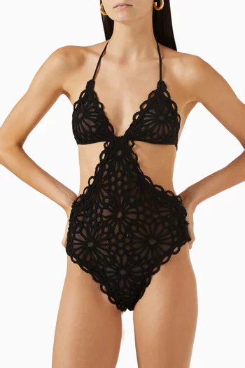 Cut-out String Mio One-piece Swimsuit in Crochet