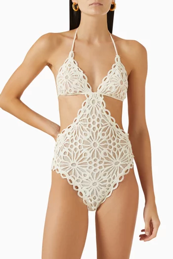 Cut-out String Mio One-piece Swimsuit in Crochet