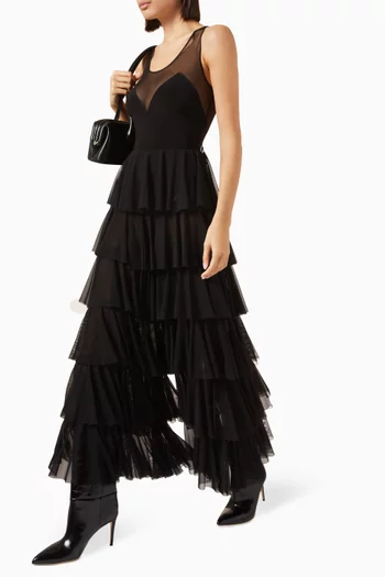 Tiered Wide-leg Pants in Mesh