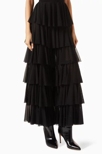 Tiered Wide-leg Pants in Mesh