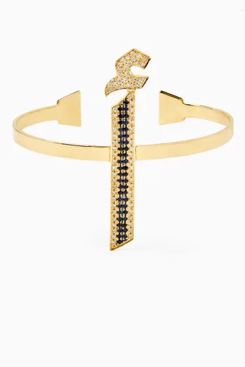 "Alef" Diamond & Sapphire Cuff in 18kt Gold
