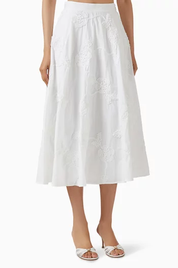 Floral-embroidered Skirt in Organic-cotton