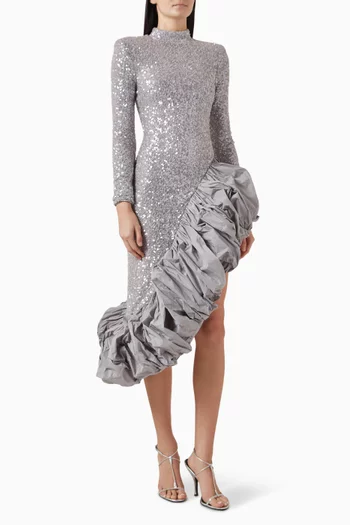 Sequin-embellished Asymmetric Dress