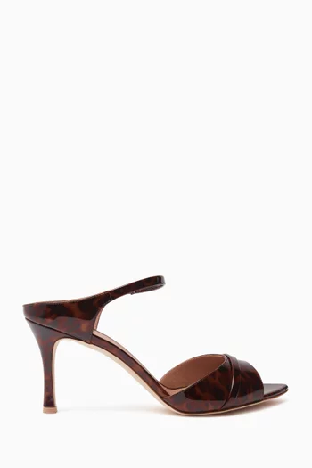 Una 80 Leopard-print Mule Sandals in Patent Leather