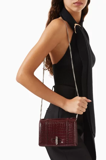 Small May Clutch in Croc-embossed Leather