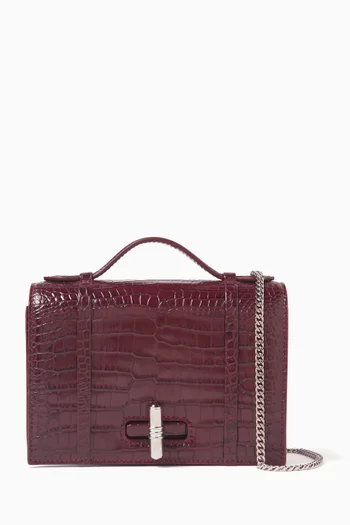 Small May Clutch in Croc-embossed Leather