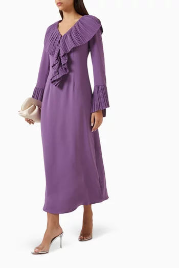 Pleated Frill Dress in Satin