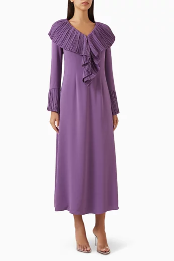 Pleated Frill Dress in Satin
