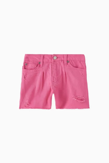 Frayed Hem Shorts in Denim