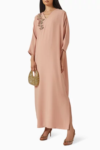 Crystal-embellished V-neck Kaftan