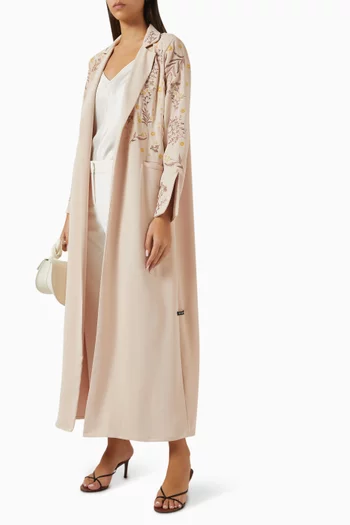 Embroidered Coat-style Abaya in Crepe