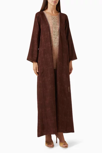Embroidered 4-piece Abaya Set in Cotton-blend