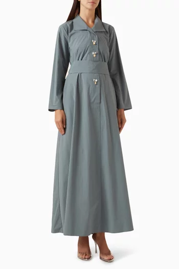 Embellished Shirt Dress in Cotton-blend