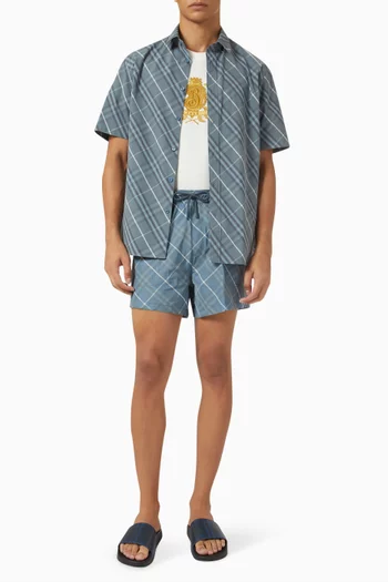 Check Swim Shorts in Nylon Twill