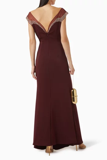 Crystal-embellished Gown in Crepe