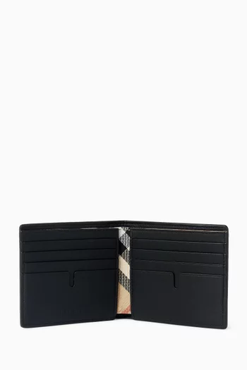 محفظة ثنائية الطيّ بشعار الماركة جلد عجل ناعم