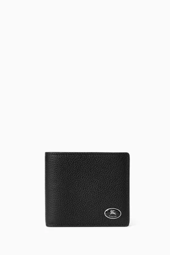 محفظة ثنائية الطيّ بشعار الماركة جلد عجل ناعم