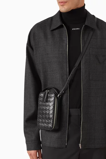 Getaway Phone Pouch in Intrecciato Calfskin Leather
